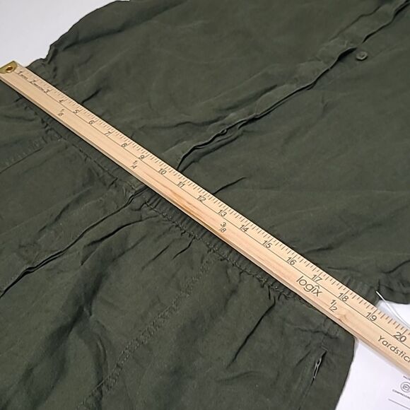 $109 NEW XL ATHLETA LINEN OLIVE GREEN SHORT SLEEVE ZIP POCKET ROMPER EXTRA LARGE - Picture 4 of 14